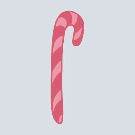Doodle candy cane illustration. Hand drawn dessert isolated on white background. Vector festive icon for candy shop poster. Sweet unhealthy foodのイラスト素材