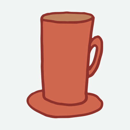 Doodle coffee mug illustration. Simple outline drawing. Morning drink for breakfast. Hand drawn design elementのイラスト素材