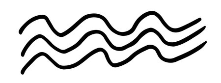 Hand drawn doodle icon. Waves vector illustration. Scribble element isolated on white background. Simple drawingのイラスト素材