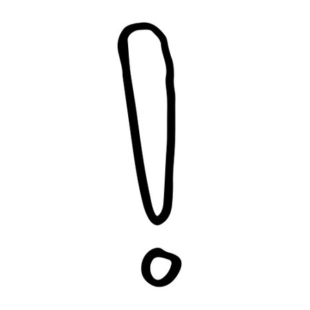 Hand drawn doodle icon. Exclamation mark vector illustration. Scribble element isolated on white background. Simple drawingのイラスト素材