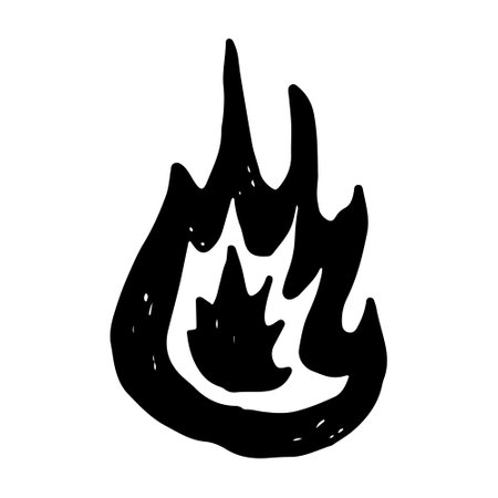 Hand drawn doodle fire. Simple vector illustration.のイラスト素材