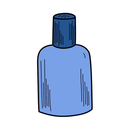 Vector illustration of face cleanser or lotion. Beauty accessories and skin care products. Face and body care concept. Outline or doodle drawingのイラスト素材