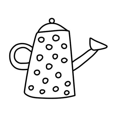 Watering can. Garden tool isolated. Gardening equipment. Vector doodle illustration.のイラスト素材
