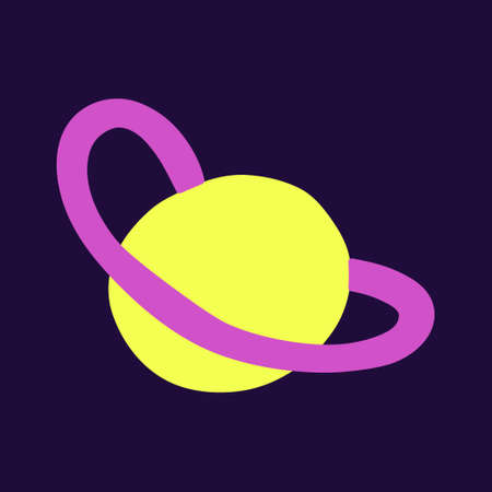 Planet with a ring. Astronomical or celestial objects. Heavenly bodies in space. Vector hand drawn illustration in doodle style.のイラスト素材