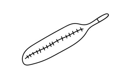 Medicine thermometer isolated. Vector hand drawn illustration in doodle style. Medical first aid kit