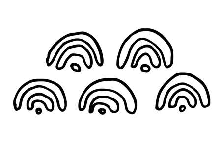 Collection of hand drawn abstract shapes. Scribbles handwritten with pen or pencil. Simple vector illustrationのイラスト素材