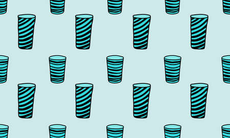 Seamless pattern with tableware or kitchenware. Vector teapot and cupsのイラスト素材