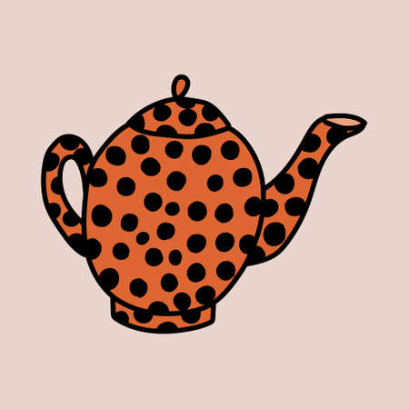 Hand drawn tableware or kitchenware. Vector teapotのイラスト素材