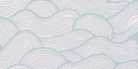 Blue and White Wavy Waves Wallpaperのイラスト素材