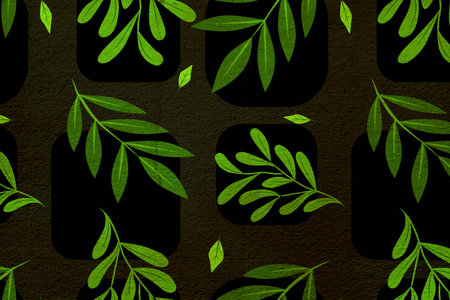 Close Up of Leaves on a Black Backgroundの写真素材