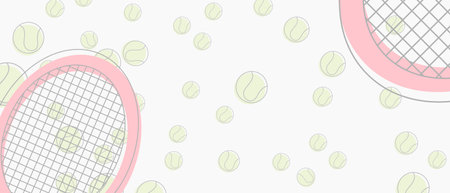Sports seamless pattern with tennis icons in flat design style.のイラスト素材