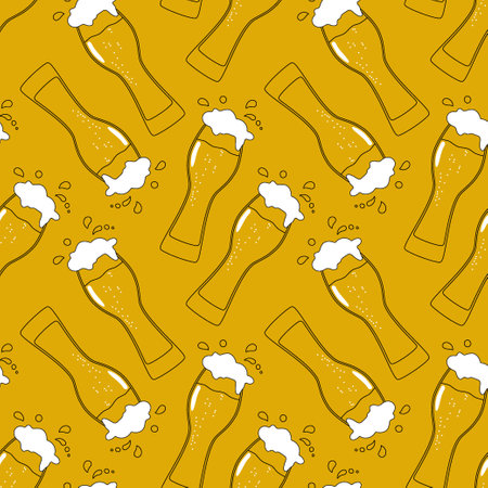 beer seamless pattern memphis style outline line bundle set background downloadのイラスト素材