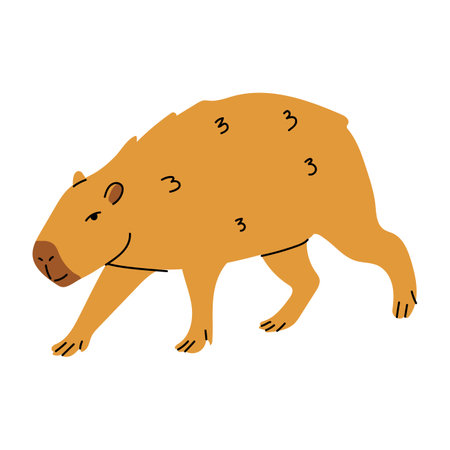 A cartoon illustration of a capybaraのイラスト素材