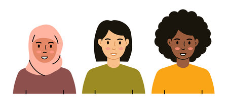 Diverse Women Smiling Together Three womenのイラスト素材