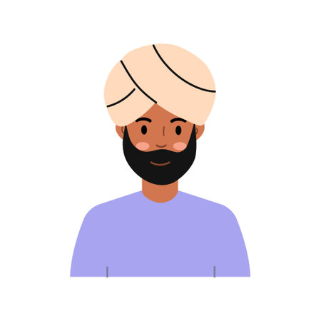 Man Wearing Turban He is wearing a purple shirt.のイラスト素材