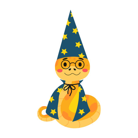 Snake Magician in Blue Hatのイラスト素材