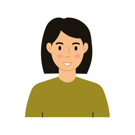 Woman With Short Black Hair Smilingのイラスト素材
