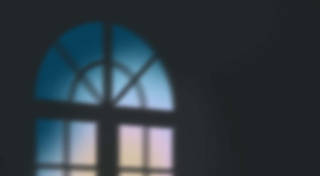 Arched Window With Colorful Lightの写真素材