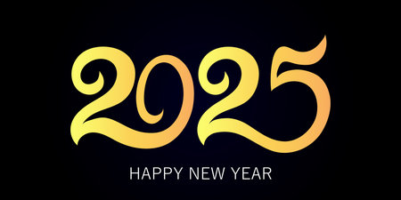 2025 handwritten text. Typography vector design for Happy New Year greeting cards and poster