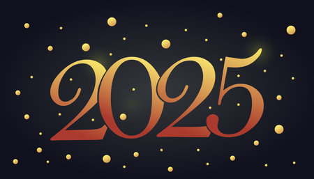 2025 handwritten text. Typography vector design for Happy New Year greeting cards and posterのイラスト素材