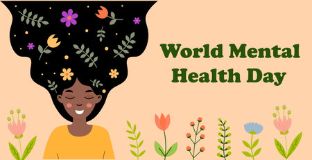 Celebrating World Mental Health Day with vibrant illustrations of nature and joy
