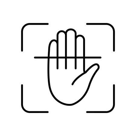 Hand gesture indicating stop, designed in a minimalistic style for modern user interfacesのイラスト素材