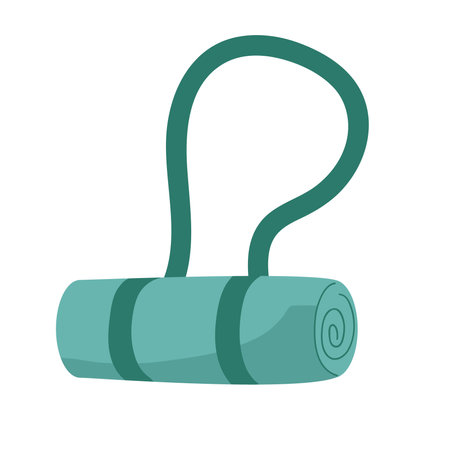 Yoga mat rolled up with a carrying strap, perfect for classes, home workouts, or outdoor sessionsのイラスト素材