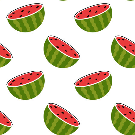 Colorful watermelon slices create a fun and vibrant pattern on a white background