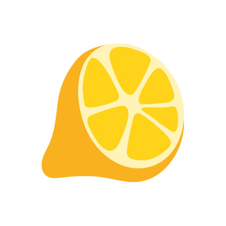 Freshly cut lemon with vibrant yellow slices, perfect for beverages and culinary usesのイラスト素材