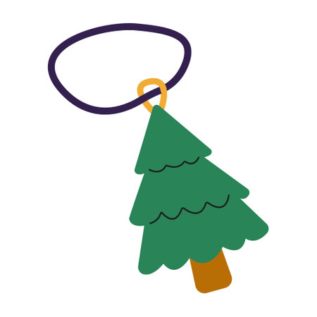 Colorful tree-shaped ornament with a circular loop for hanging displayed against a light backgroundのイラスト素材