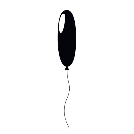 Simple black balloon floating against a plain white backgroundのイラスト素材