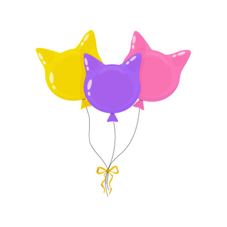 Colorful cat-shaped balloons for a festive celebration in a cheerful settingのイラスト素材