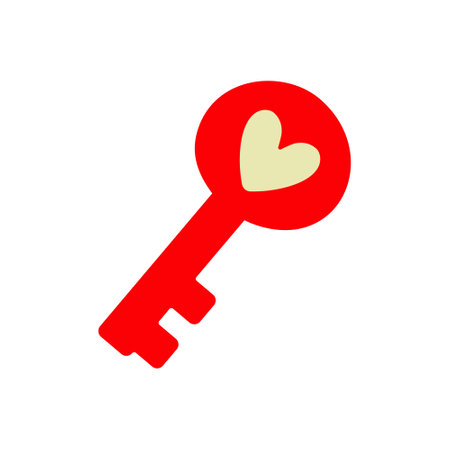Colorful heart key illustration representing love and romance for design useのイラスト素材