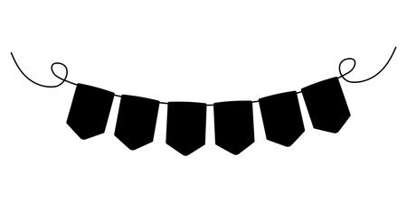 Decorative black bunting hanging gracefully for a festive celebration or eventのイラスト素材