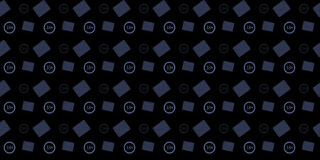 Geometric pattern featuring dark background with varied shapes and numbers arranged symmetricallyのイラスト素材