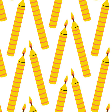 Colorful striped candles are arranged playfully on a bright backgroundのイラスト素材
