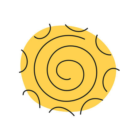 Yellow spiral design featuring a simple, playful pattern with curved linesのイラスト素材