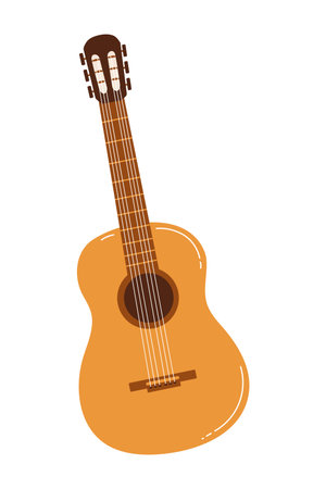Colorful acoustic guitar resting on a simple background with warm tones and soft linesのイラスト素材