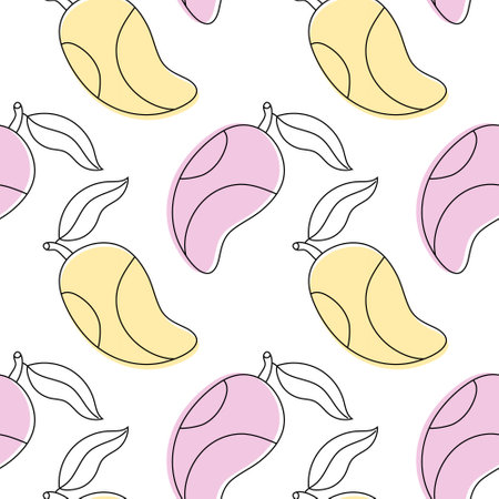 Abstract design featuring colorful mango shapes on a light backgroundのイラスト素材