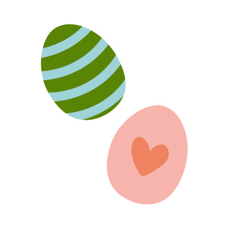 Colorful Easter eggs with patterns and heart design for holiday celebrationのイラスト素材
