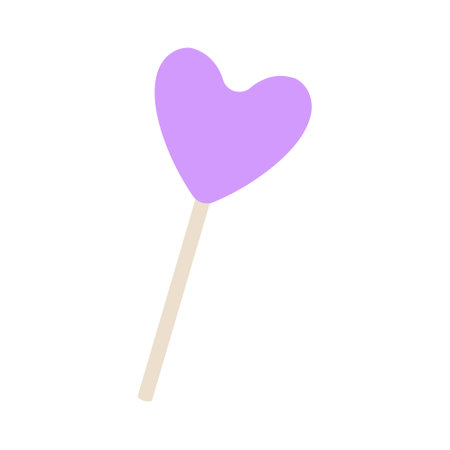 Decorative heart-shaped lollipop in soft purple on a wooden stickのイラスト素材