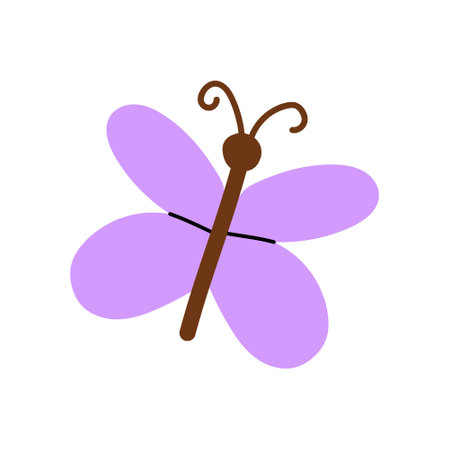 Colorful butterfly illustration with simple design in pastel shades and minimal detailsのイラスト素材