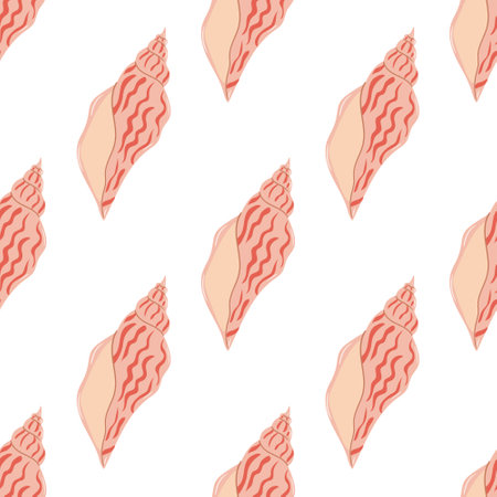 Decorative pattern featuring colorful shells on a white backgroundのイラスト素材