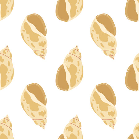 Detailed pattern of shells on a light background showcasing marine lifeのイラスト素材