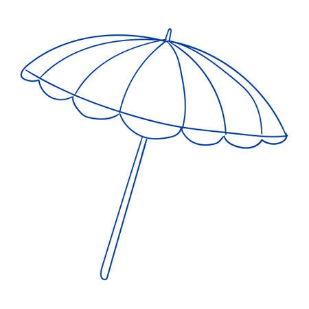 Simple beach umbrella outline on a white background for minimalist design purposesのイラスト素材
