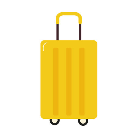 Bright yellow suitcase ready for travel at the airport or train stationのイラスト素材