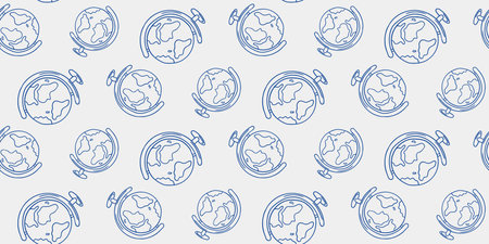 Global patterns featuring stylized globes and compasses on a light backgroundのイラスト素材