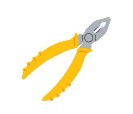 Utility pliers with yellow handles displayed on a white background for toolbox use and maintenanceのイラスト素材