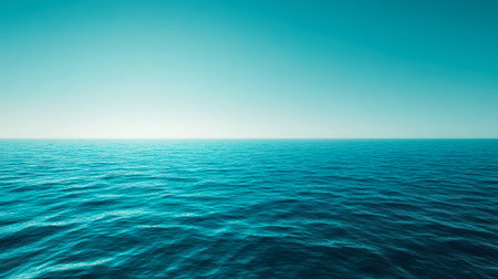 Endless turquoise waves meet clear blue skyの素材