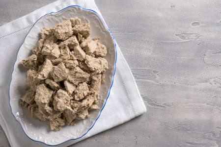 Halva or halvah on plate on the table.